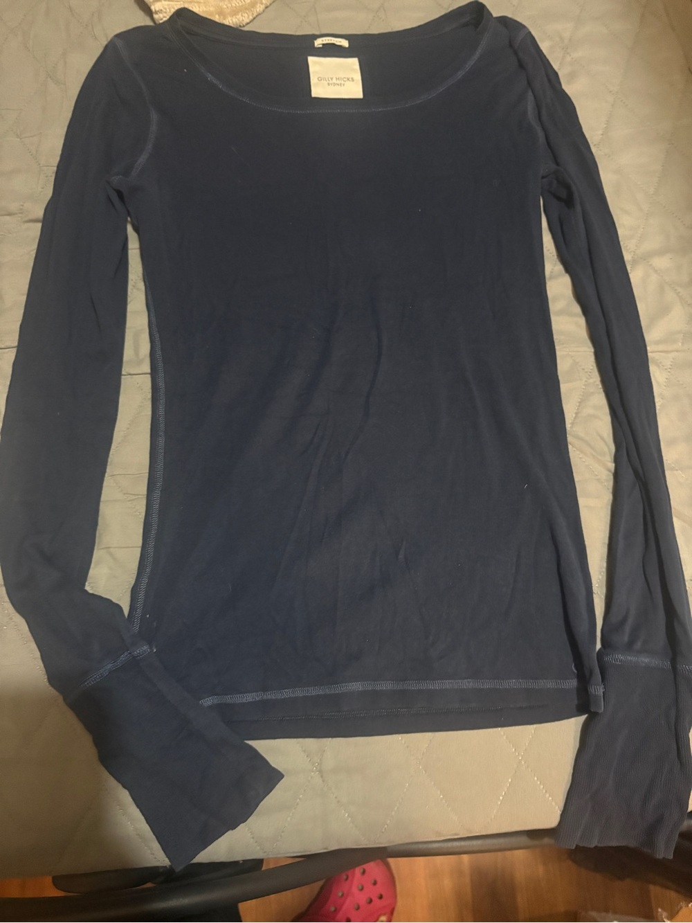 Gilly Hicks Navy Stretch Scoop Neck Top